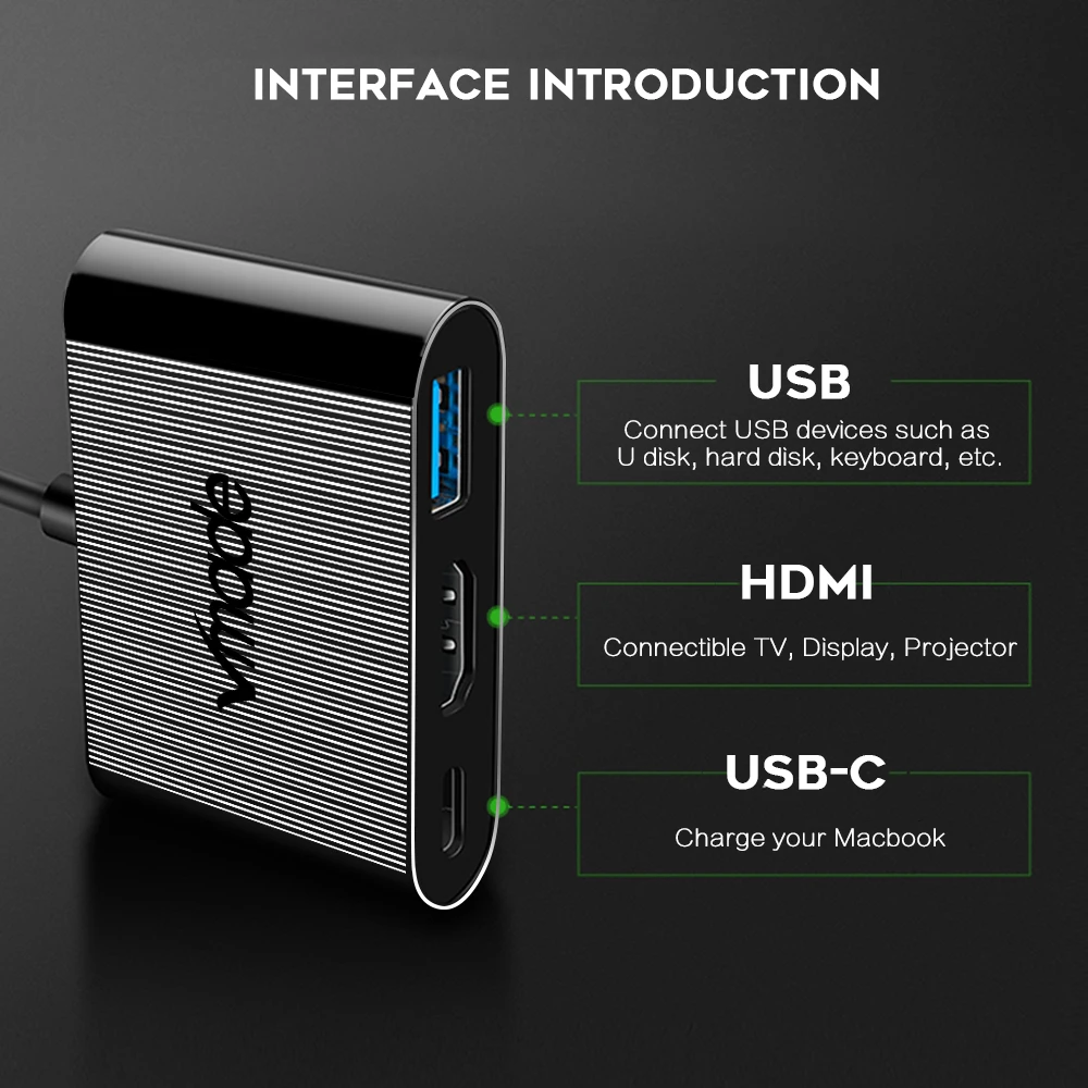 Vmade usb type C к HDMI адаптер USB 3,0 USB-C к HDMI адаптер мужчин и женщин конвертер для MacBook2016/huawei Matebook/Smasung