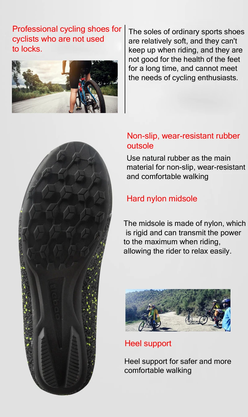 Tiebao Cycling Shoes New Non-lock MTB Road Bicycle Shoes Men Women Ventilation Suitable For Cycling Walking Rubber Outsole Shoes