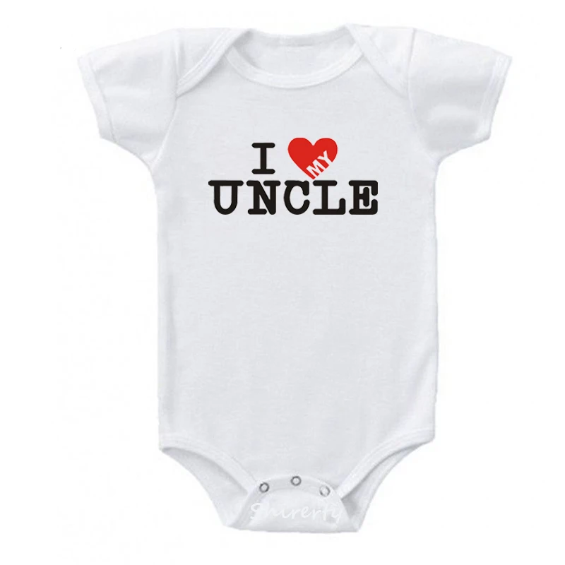 Одежда для новорожденных, белая, с надписью «I Love Uncle», «tunt», «Unisex», из чистого хлопка, цельные детские комбинезоны летние, с короткими рукавами, Одежда для новорожденных - Цвет: 3059-White