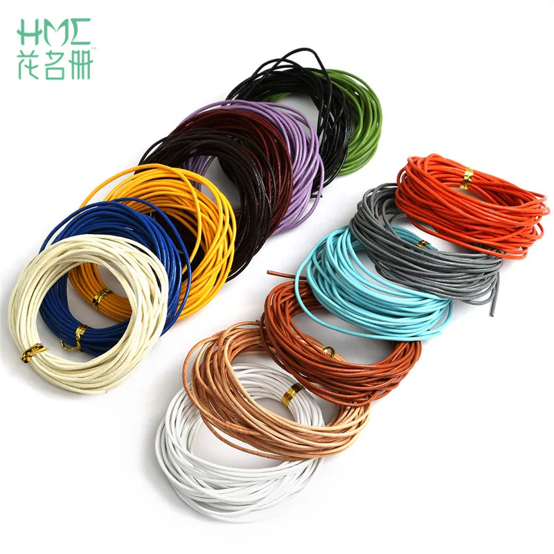 Description Picture 4 of itemHigh Quality 14 Colors 5 Meter Real Genuine Leather Cord Round Rope String For DIY Necklace Bracelet Jewelry Cord Dia 1.5mm