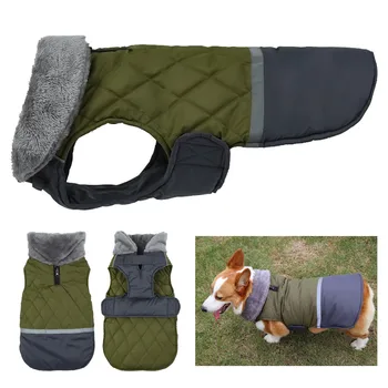 

Dog Clothes Reversible Dog Jacket Winter Warm Waterproof Pet Clothing Thick Fur Collar Quilted Pet Coat for Small Large Dog Red