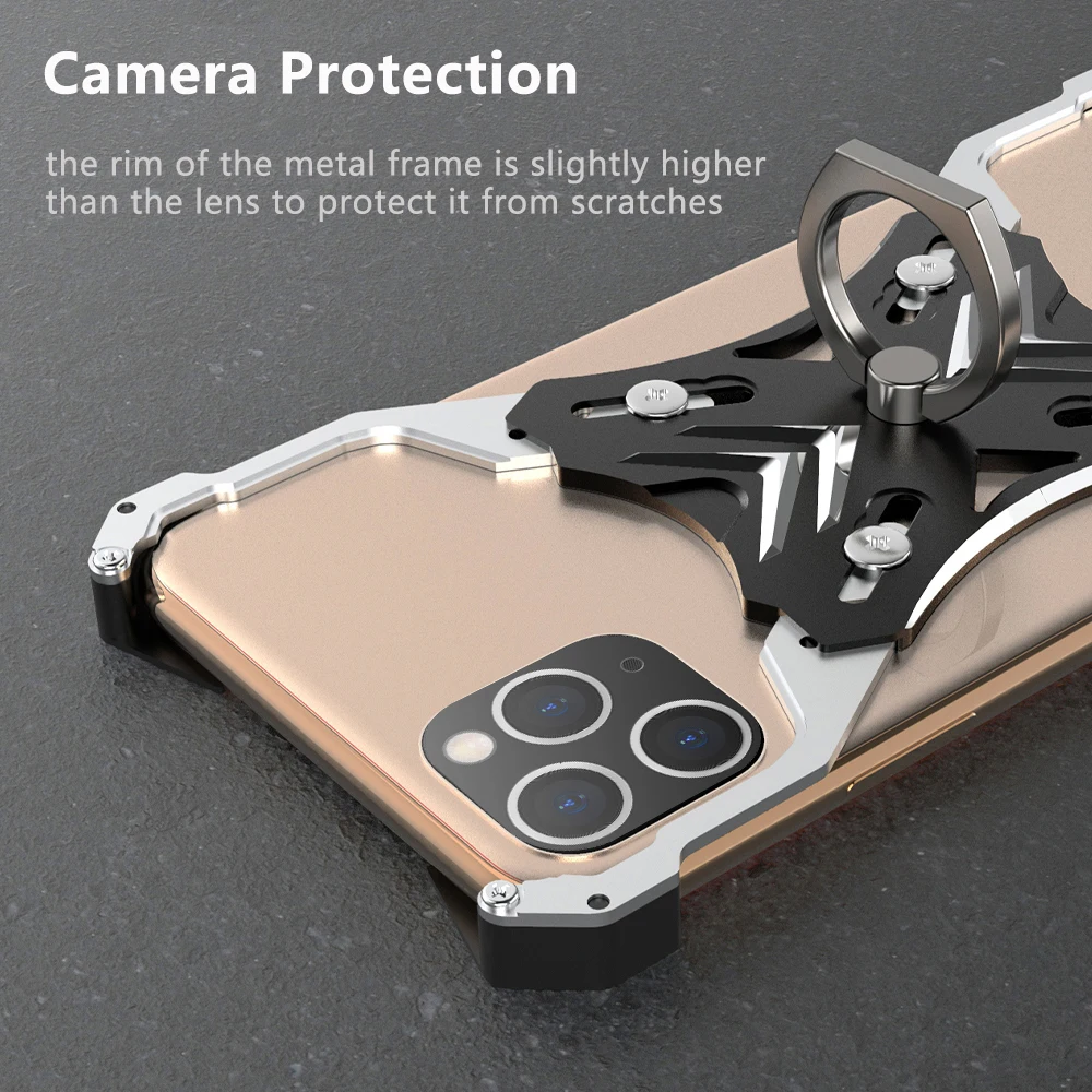 Для iPhone 11 Pro Max чехол Роскошный тонкий жесткий металлический алюминиевый сплав противоударный кольцо Броня держатель бампер чехол для iPhone 11