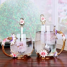 Хрустальная эмалированная стеклянная термостойкая чайная кофейная чашка ложка изысканный подарок изысканные декоративные портсле бокалы для вина es