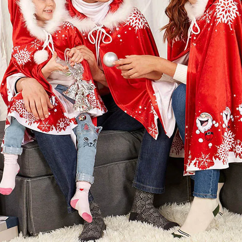 

New Family Matching Dresses Christmas Costumes Parent-child Little Red Riding Hood Shawl Christmas Costume