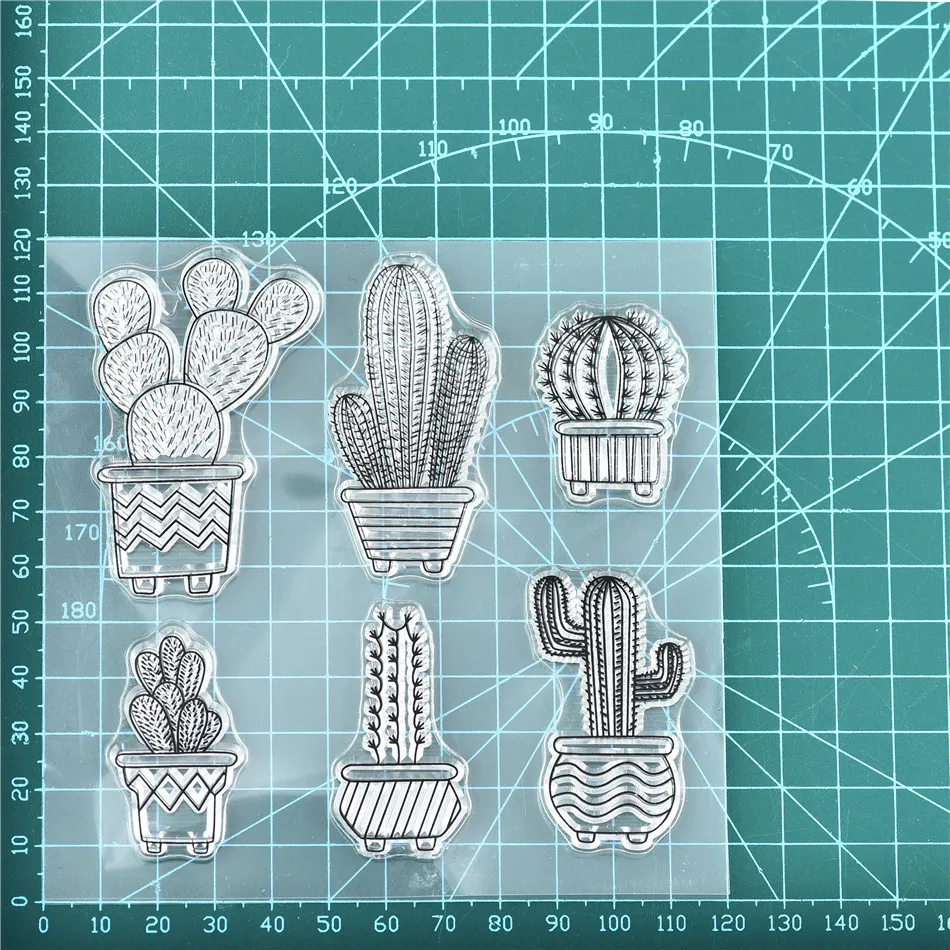 Potted Cactus and Potted Flower Plants Clear Stamps for Scrapbooking New Christmas Stamp for Photo Album Decorative Crafts
