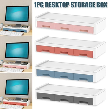 

Monitor Riser Stand Desk Shelf with Drawer Keyboard Storage Stylish Multifunctional Desktop Organizer Computer Tabletop XHC88