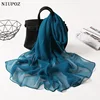 Women Foulard Gradient Solid Color Chiffon Georgette Scarf Bandana Elegant Long Shawl Hijab Summer Sun Protection 1