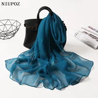 Women Foulard Gradient Solid Color Chiffon Georgette Scarf Bandana Elegant Long Shawl Hijab Summer Sun Protection 1
