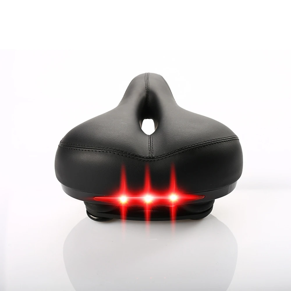 Bicycle Saddle with Tail Light Thicken Breathable Widen MTB Bike Saddles Soft Comfortable Bike Hollow Cycling Bicycle Saddle