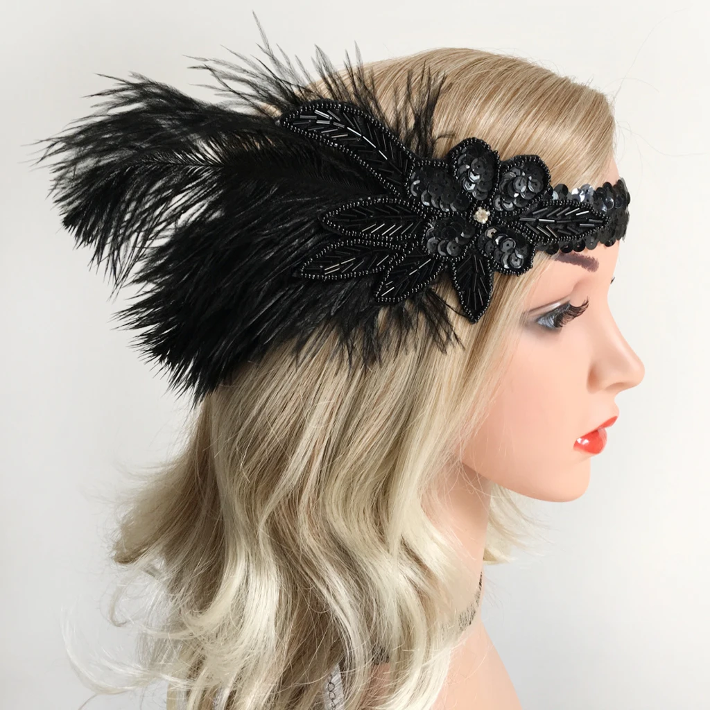 

Women Flapper Headband Boho Elastic Headband Handmade Fascinator Headpiece for Wedding Party Prom Evening Events