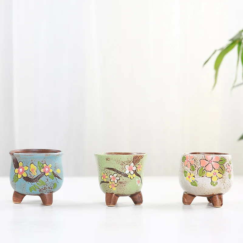 Садоводство корейский мясистый Мини милый цветочный горшок ZAKKA керамика большой палец горшок цветной ручной росписью горшок для растений настенный горшок керамический горшок