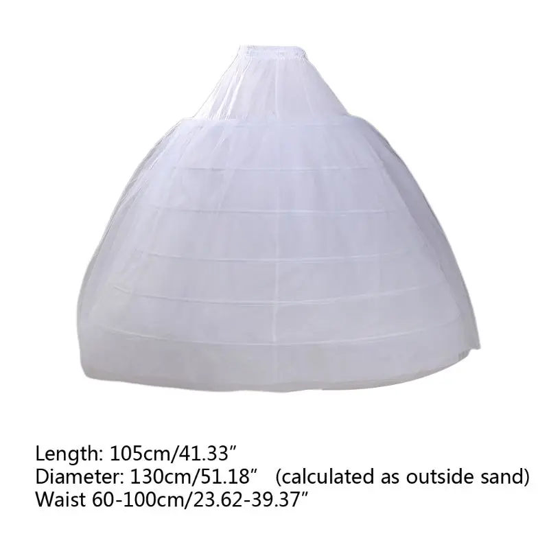 Women Single Layer Petticoat 6 Hoops Floor Length Mesh Wedding Accessories