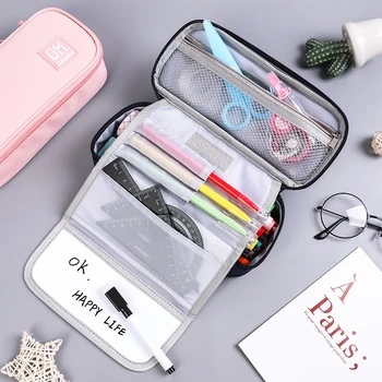 

Portable Pencil Case Large Capacity Pencil Cases Multifunction Pencilcase Solid Color Estuche Escolar Quality Trousse Scolaire