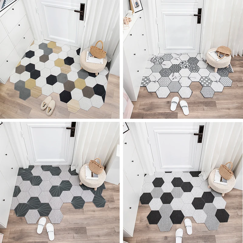 

Kitchen And Bathroom Non-Slip DoorRug Decoration Custom PVC Carpet Home Silk Loop Floor Entrance Rugs Carpet Living Room