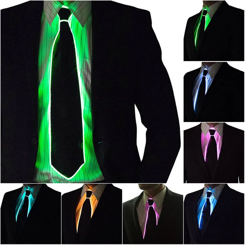 El Wire Ties Adjustable LED Necktie Fit For Light Up Halloween Wedding Accessory