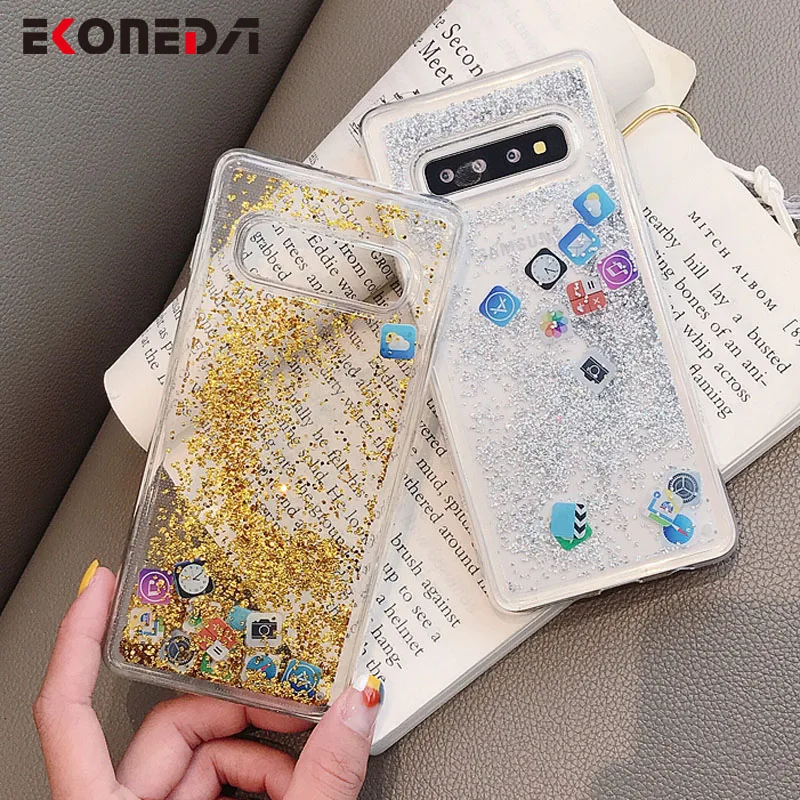 Чехол EKONEDA с жидкими блестками для Samsung Galaxy S8 S9 S10 S20 Plus Ultra Note 8 9 10 S10e чехол