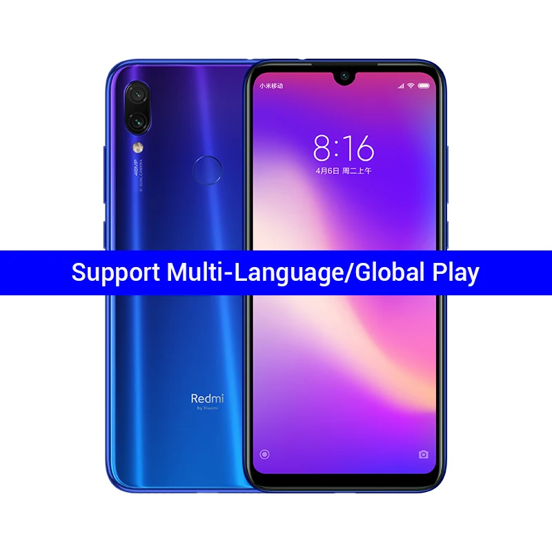 Xiaomi Redmi Note 7 Pro 6 ГБ 128 ГБ 48 МП IMX 586 камера Snapdragon 675 Восьмиядерный экран 6,3 ''FHD мобильный телефон 4000 мАч - Цвет: Global Rom Blue