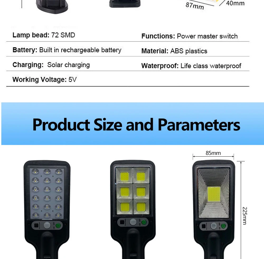 solar com 3 modo de luz sensor