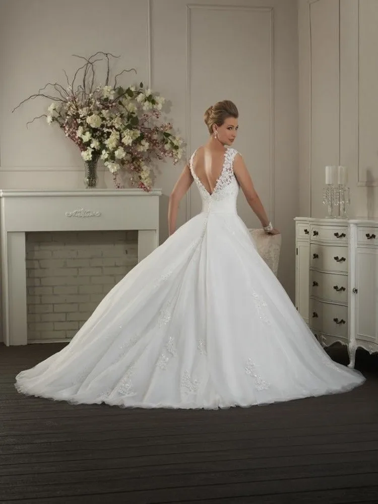 Новое поступление Vestido de noiva, кружевное бальное платье из тюля с аппликацией и открытыми плечами, свадебные платья