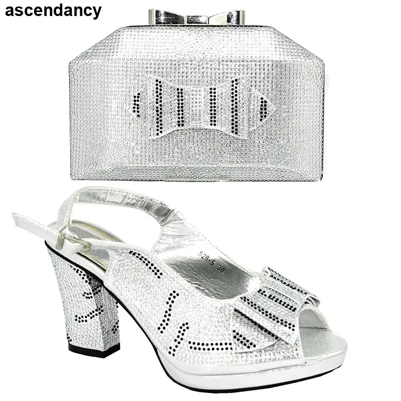 

Metal Decoration Italian Ladies Shoes and Bags To Match Set African Wedding Italian Shoe and Bag Sets Luxury Women Shoes Party