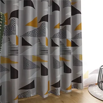 

Modern Geometric Print Blackout Curtains for Living Room Window Blue Wave Pattern Bedroom Curtains 80% Shading Custom