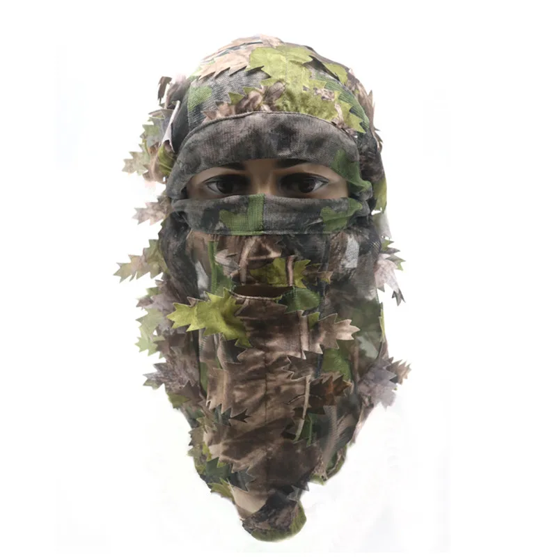 3D маска для лица с листьями, маска для охоты, шапка, камуфляжная маска для лица, Балаклава, полнейшая маска для лица Cs