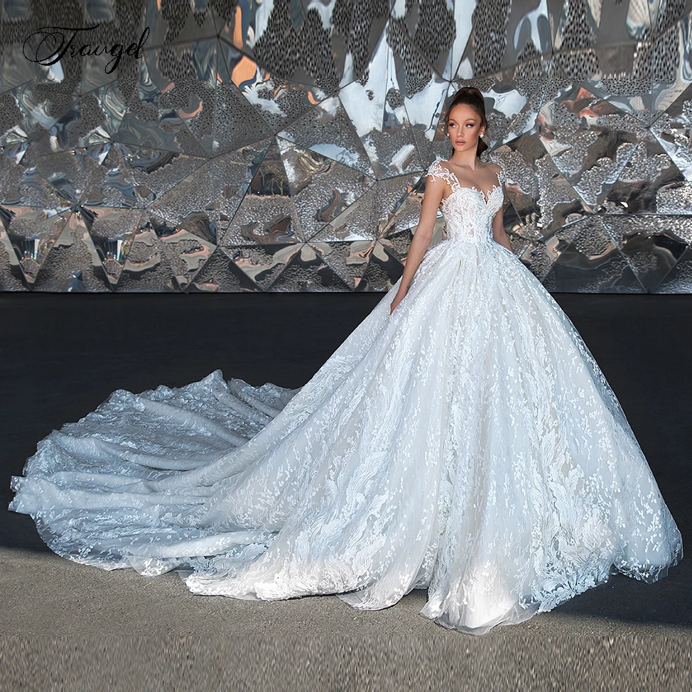 Сексуальные кружевные винтажные Свадебные платья Traugel с открытой спиной шикарная аппликация с коротким рукавом соборный шлейф ТРАПЕЦИЕВИДНОЕ свадебное платье женское