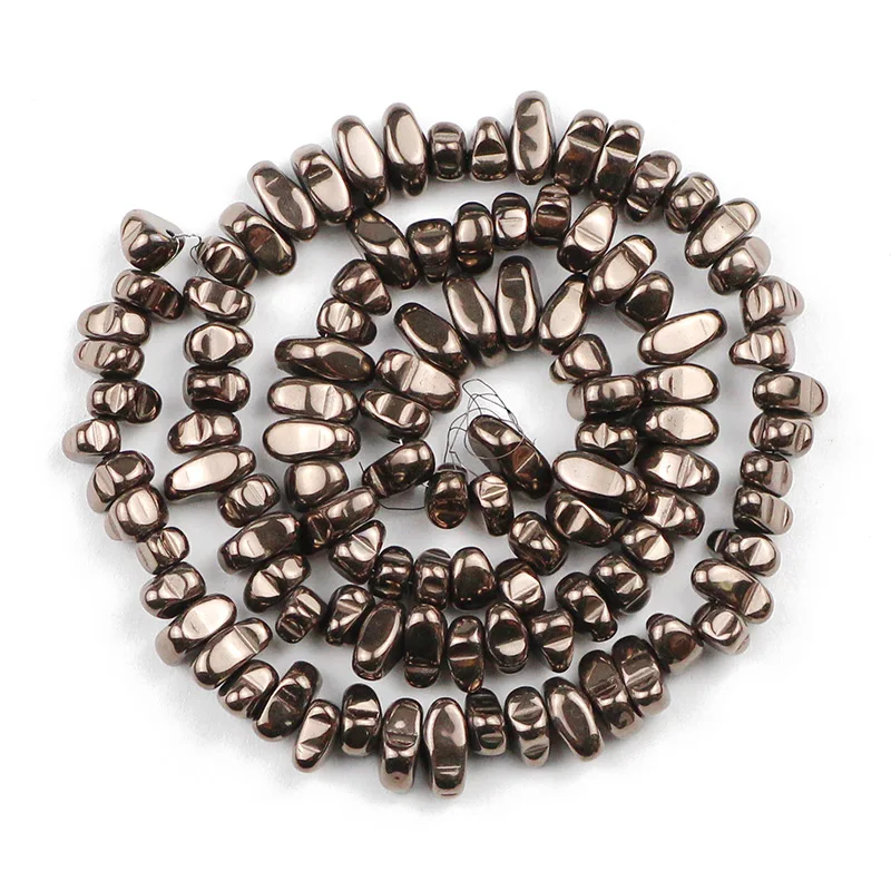 Gold-Toned Hematite Irregular Gravel Natural Stone Beads, 15'' Loose Spacer Beads for DIY Jewelry and Bracelet Making