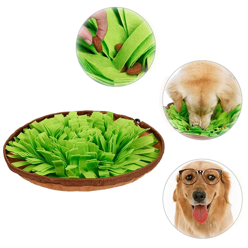 Pet Dog Toys Round Pet Sniffing Pad Washable Training Blanket Feeding Mat Dog Snuffle Bowl Leak Food Toys for Slowing Feeding