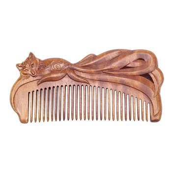 

Travel Portable Comb Craft Home Styling Tool Fox Shape Souvenir Wooden Anti Static Gift Grooming Massage Hair Brush