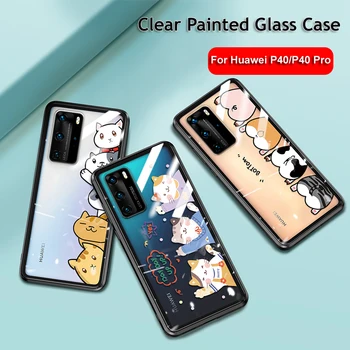 

Clear Crystal Tempered Glass Case For Huawei P40 P30 Pro 2020 Cover cases shockproof TPU frame +glass on P40 p30 Pro