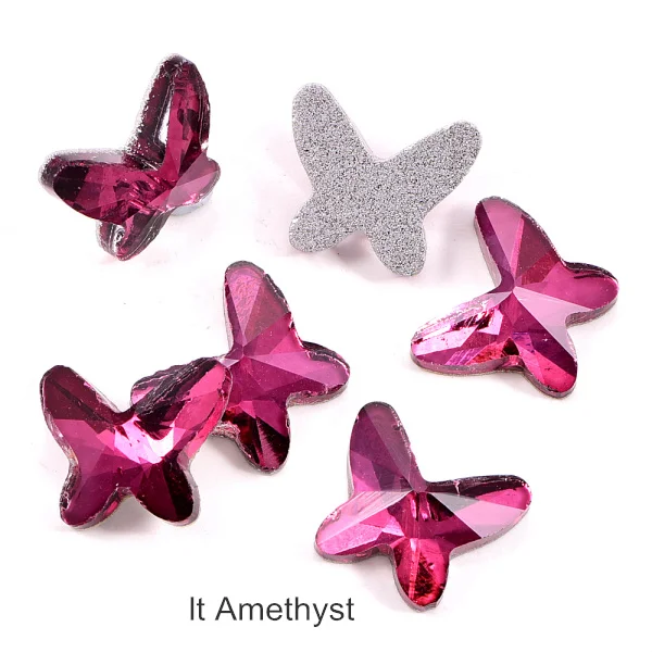 Lt.Amethyst 10x12 мм 20 шт Mulitcolors бабочка не горячей фиксации стразы с плоской задней стороной стекло блеск ногтей Клей для страз на дизайн ногтей Y3774 - Цвет: Lt.Amethyst