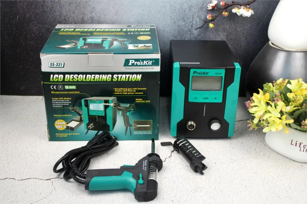 electronics soldering kit Pro'sKit SS-331H ESD LCD Digital BGA Desoldering Suction Electric Absorb sleeping function Desoldering Pump Solder Sucker Gun gas welding machine