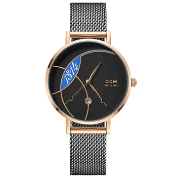 

mens womens wristwatches quartz stainless steel waterproof calendar couple man woman watches dom brand love clocks