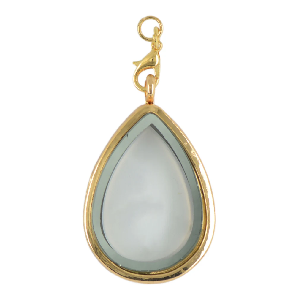 2 pcs Water Drop Glass Locket Pendant Fit Floating Charms Jewelry DIY DIY to necklace key chain