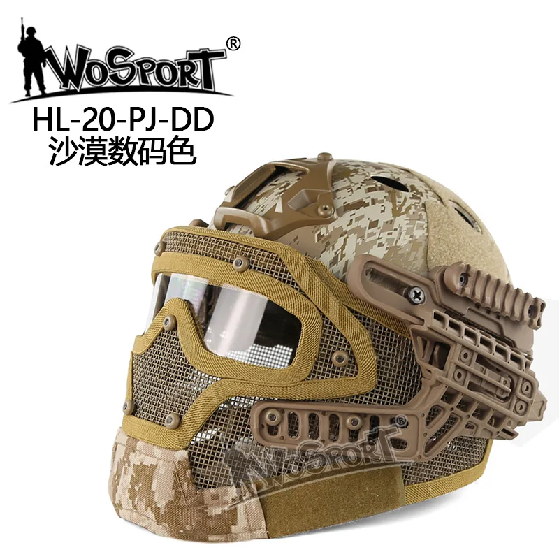 Полностью покрытый военный тактический шлем Amry страйкбол шлем маска очки Военная Охота Пейнтбол шлем для съемки защита головы - Цвет: desert digital