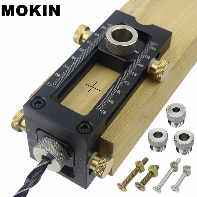 Woodworking Drill Guide Hole Puncher Locator 2 In 1 Doweling Jig For Furniture Connecting Installation