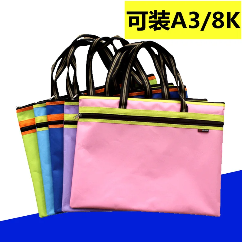 

Large Size Hand File Holder A3/8k Folder Information Fine Art Drawing Paper Drawing Board Storage Bag Zippered Flannel Bag