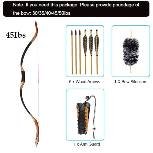 bow set 45 30-50lbs стрельба из лука ручной работы Рекурсивный лук традиционный длинный лук деревянный охотничий лук стрельба ламинированные новые игры на открытом воздухе - Цвет: bow set 45