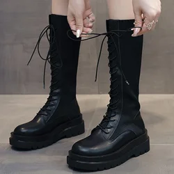 Ladies Round Toe Shoes Woman Comfortable Female Sneakers Plus Size Women Boots Fashion Lace Up Boots Women White Platform Boots