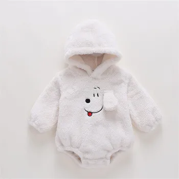 

Cute Baby Winter Thick Romper Hooded Infant Boys Girls Cartoon Dog Warm Rompers Newborn Toddler Clothes Fleece Jumpsuit Clothing