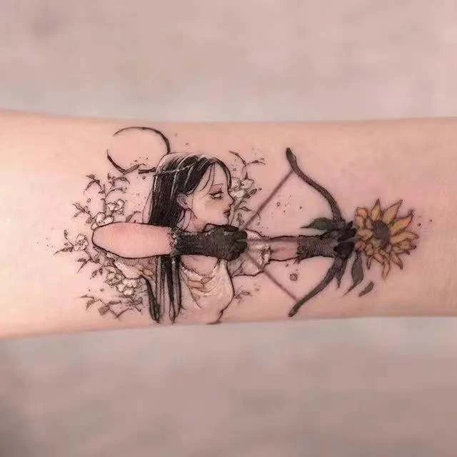 1pc Archery Girl Fake Tattoo Stickers For Men Women Arm Wrist Waterproof Temporary Tattos Body Art Flash Decals Tatoos Temporary Tattoos Aliexpress