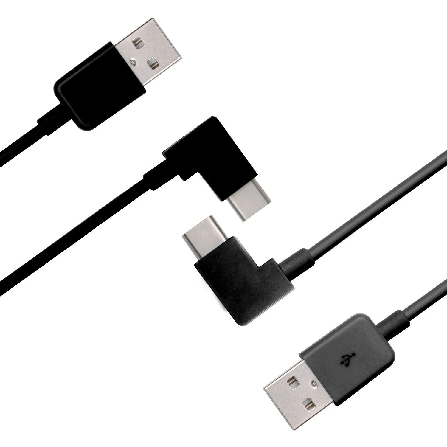 

CY 20cm Black Right Angled Type-C USB-C to USB 2.0 Cable 90 Degree Connector for Tablet & Phone