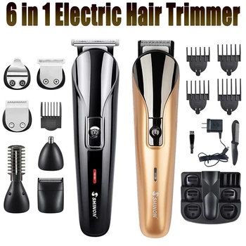 

Professional Electric Hair Clipper 6 In 1 Multifunctional Hair Cutter Machine Rechargeable Hair Trimmer Beard Nose Ears 2 Color