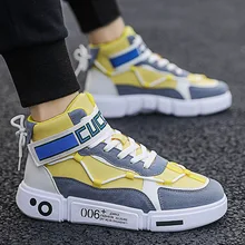 Осенняя обувь с высоким берцем теннисная обувь популярная мужская обувь г. Новая Студенческая Мужская обувь очень популярная Уличная Повседневная обувь