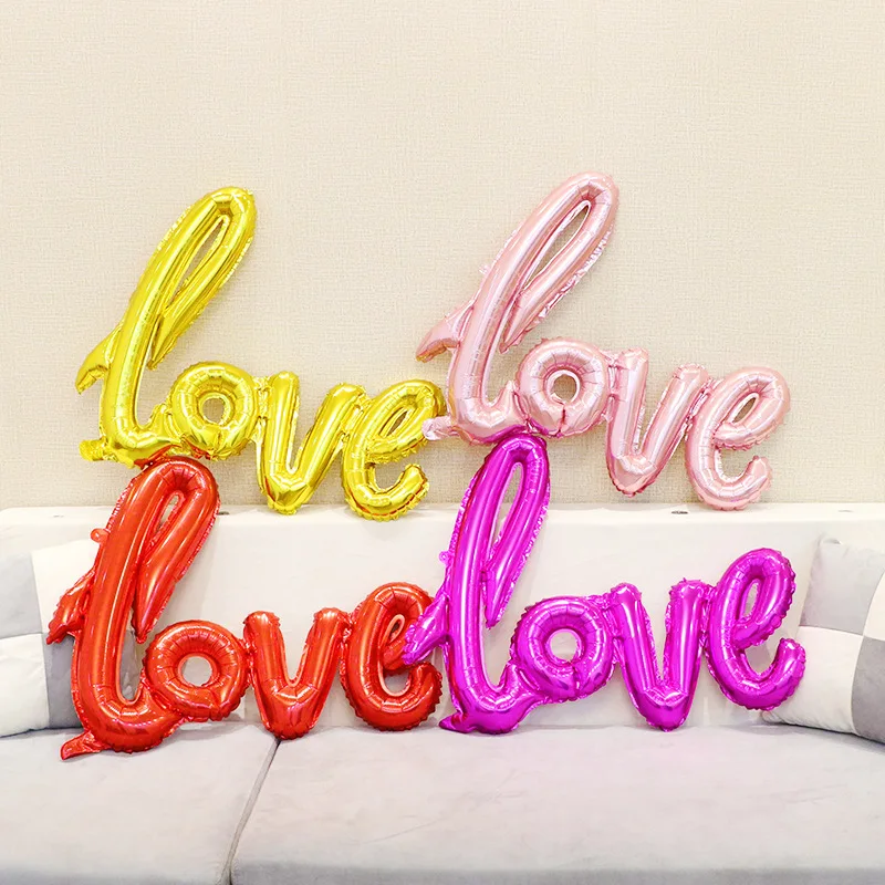 Small Wedding Handwritten Familiar Style LOVE Aluminum Film Balloon Marriage Party Decorative One-piece LOVE Balloon Wholesale