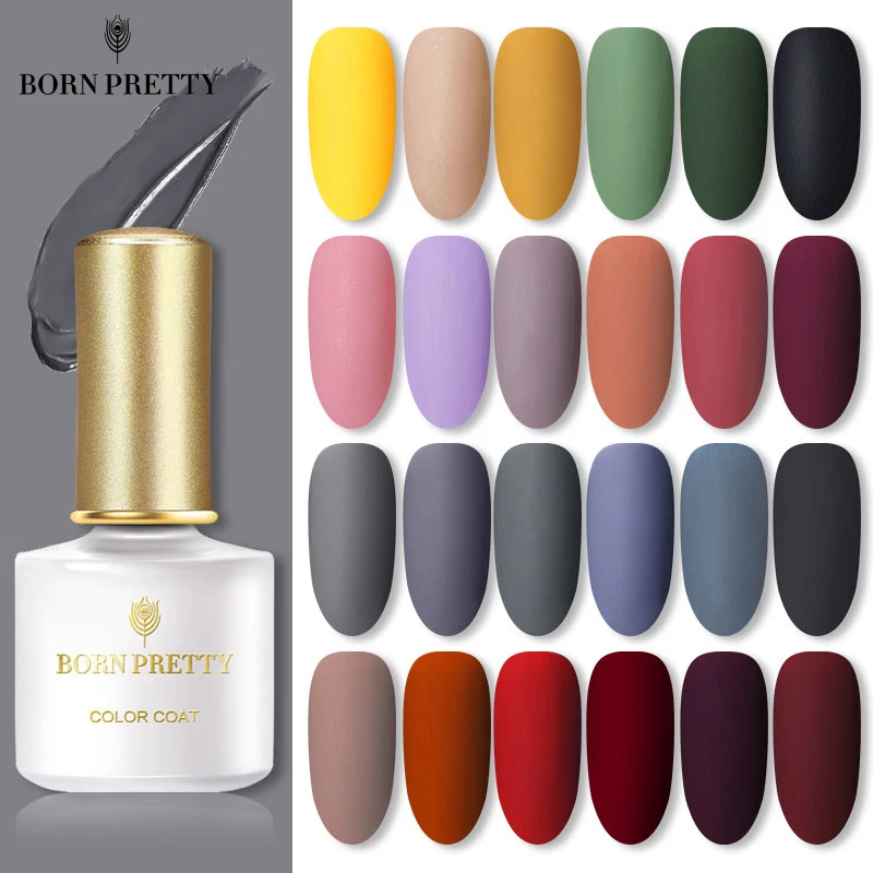 

BORN PRETTY Pure Nail Color Gel Varnish Gel Nail Polish Matte Series Gel Polish Black Coffee Gary Semi Permanent Gel 6ml