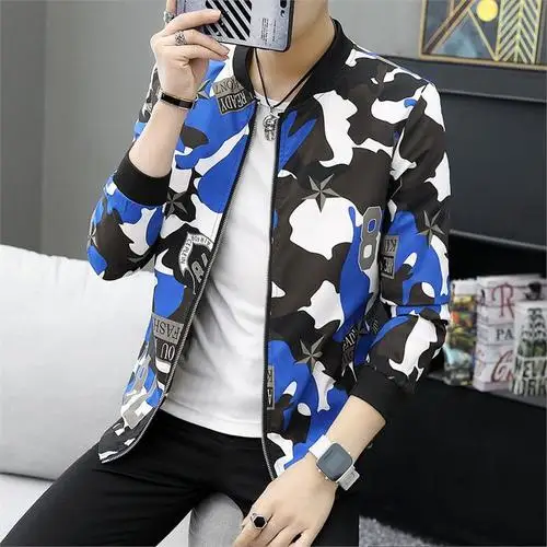 OLOEY Плюс Размер Мужская куртка Весна Осень Модное пальто с принтом Мужская с длинным рукавом o-образным вырезом тонкая горячая распродажа мужские куртки - Цвет: 312-L40-L87