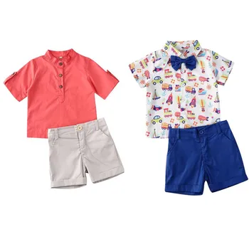 

Casual Toddler Baby Boy Summer Outfits Beach Holiday Short Sleeve Tops Shirt Shorts Pants Children Formal Gentleman Party Suit