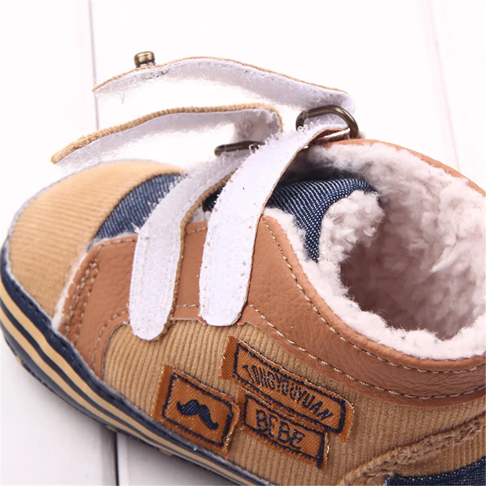 Новое поступление, модная теплая осенне-зимняя парусиновая прошитая детская полиуретановая обувь для малышей, обувь для маленьких мальчиков